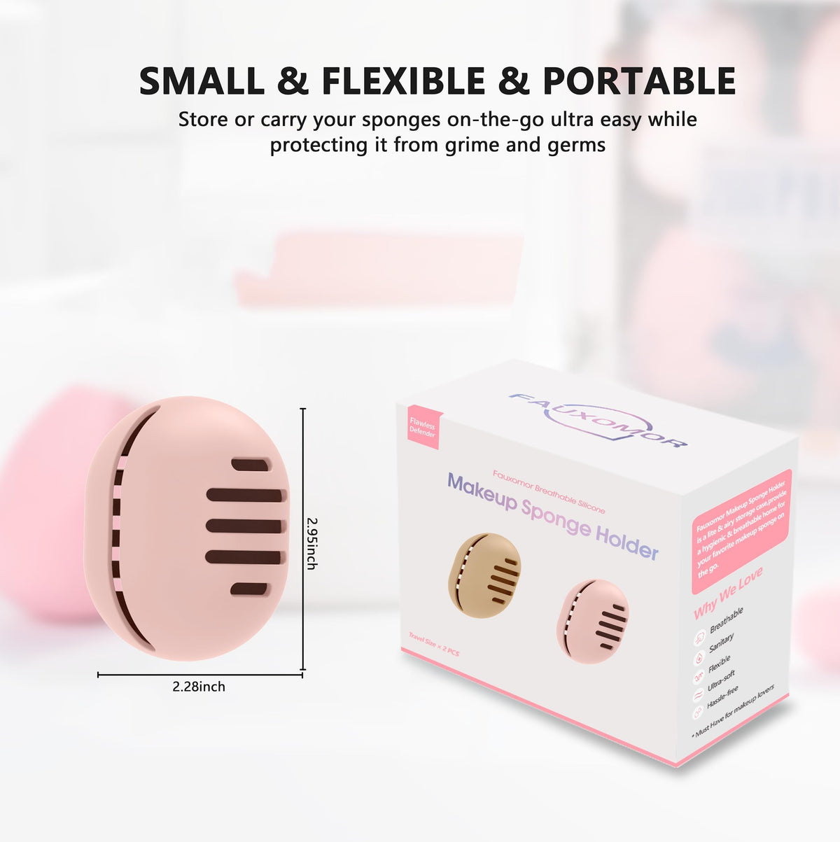 Fauxomor travel purse lifestyle scene showing easy carry and organized cosmetics