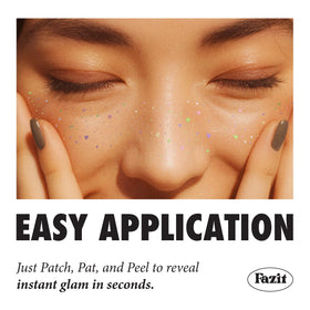 Fazit application demo on cheek showing quick peel-and-stick benefit