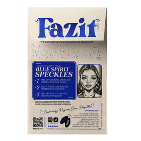 Fazit blue speckles close-up of glitter texture and adhesive detail for precise shimmer application