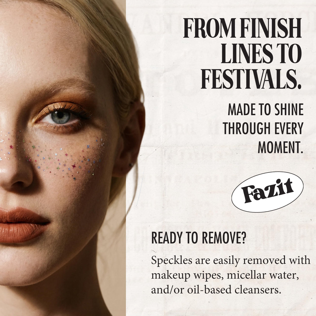 Fazit glitter patches on collarbone, long-lasting festival sparkle