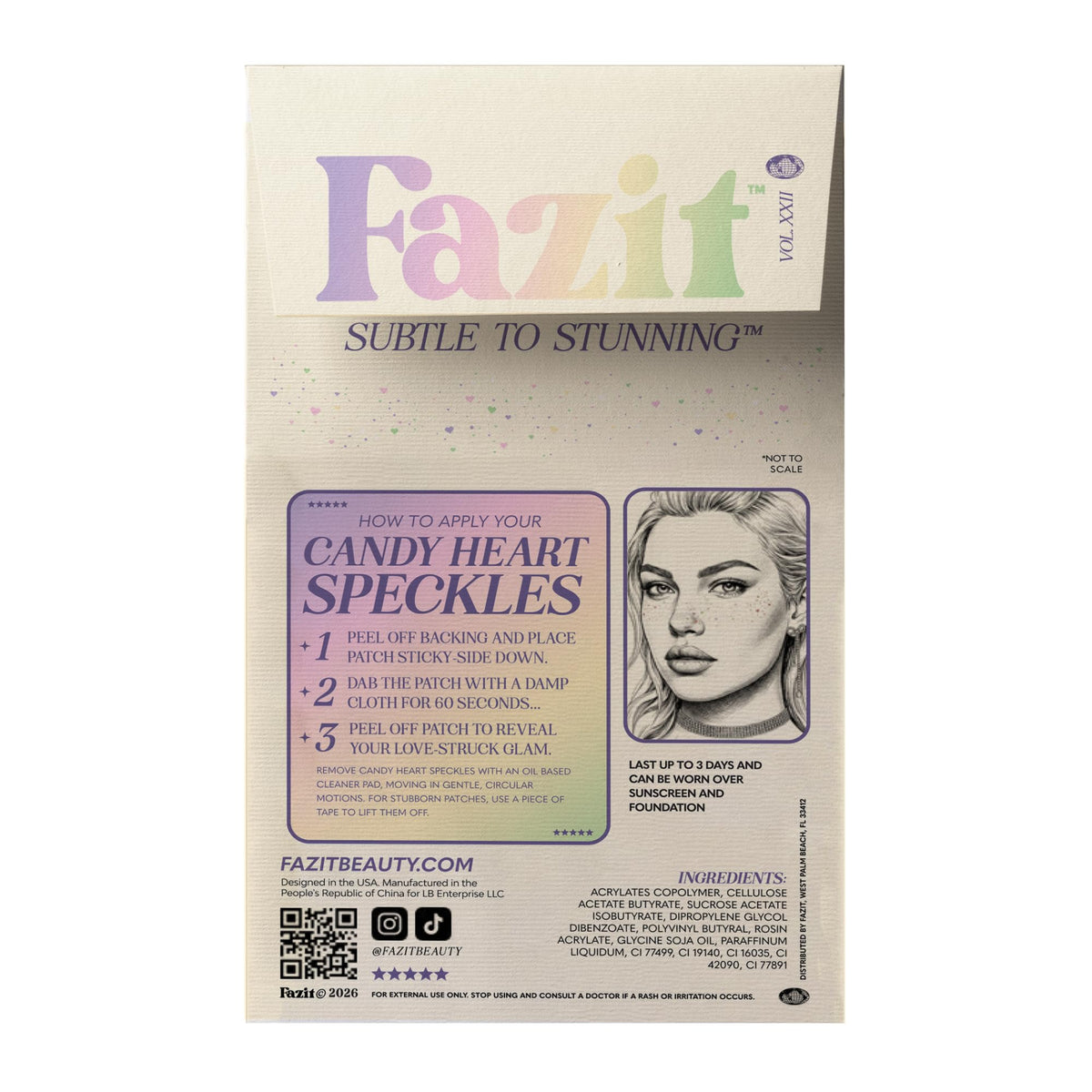 Fazit close-up of speckle texture highlighting glitter detail