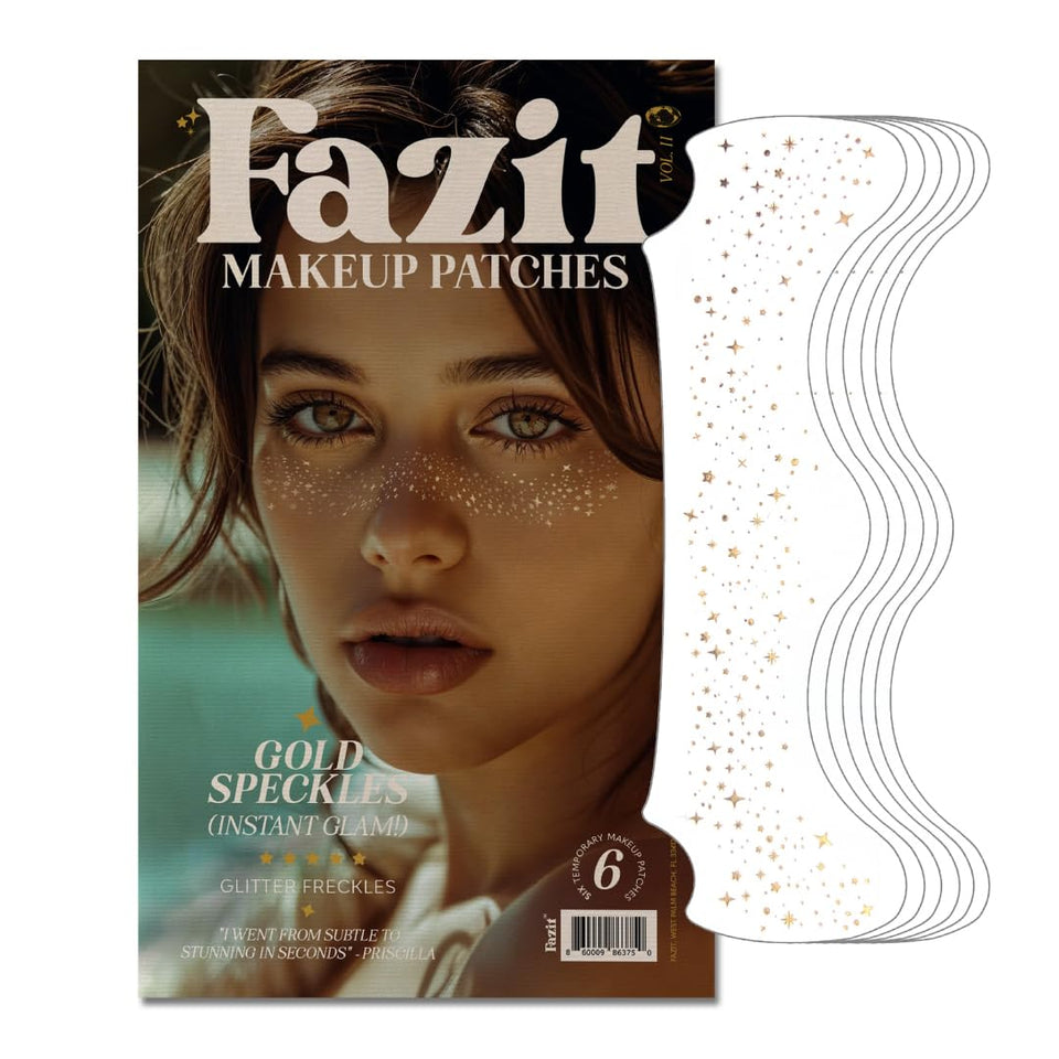 Fazit front packaging showing six glitter freckle patches, easy festival glam
