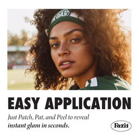 Fazit application step showing patch pressed onto skin for quick use