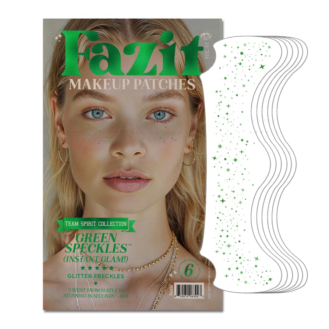 Fazit front packaging showing six glitter freckle patches and benefits