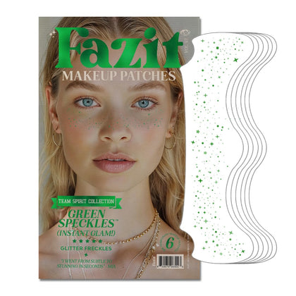 Fazit front packaging showing six glitter freckle patches and benefits