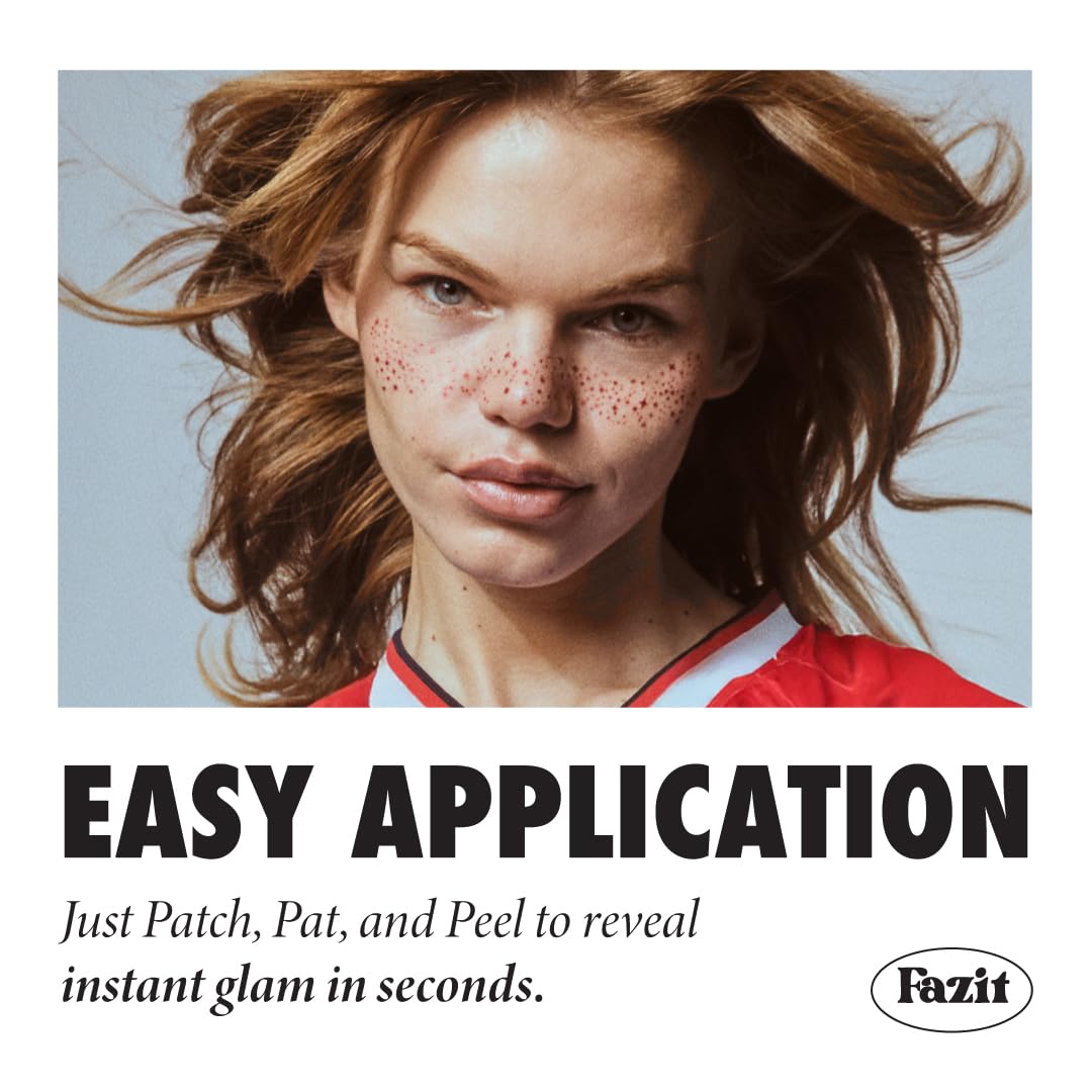 Fazit applied on cheek showing precise faux-freckle effect and glam