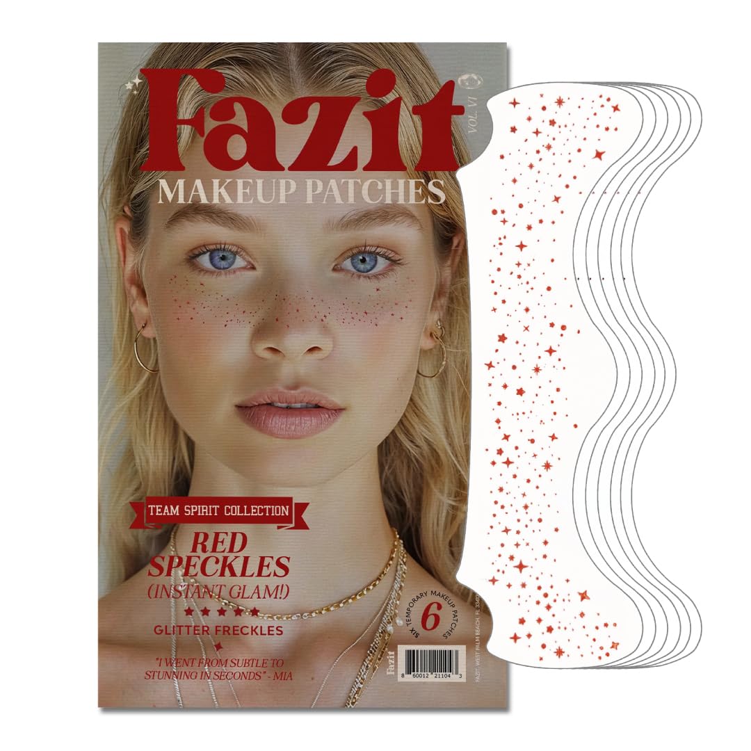 Fazit front packaging showing six glitter freckle patches and benefits