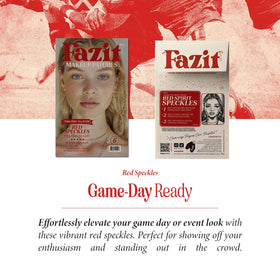 Fazit festival makeup look showing bold sparkle and camera-ready finish