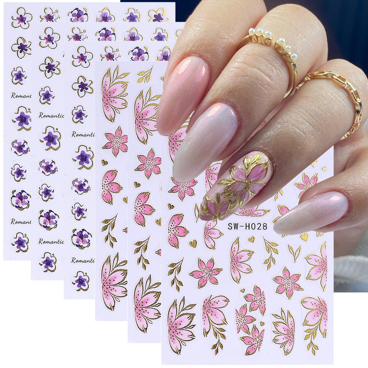 FBABFBUO bronzed edge detail on flower decal enhancing metallic contrast