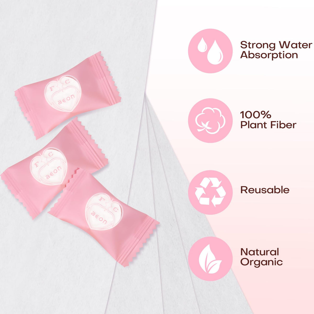 Fcaeon individually wrapped tablet close-up highlighting hygienic single-use protection