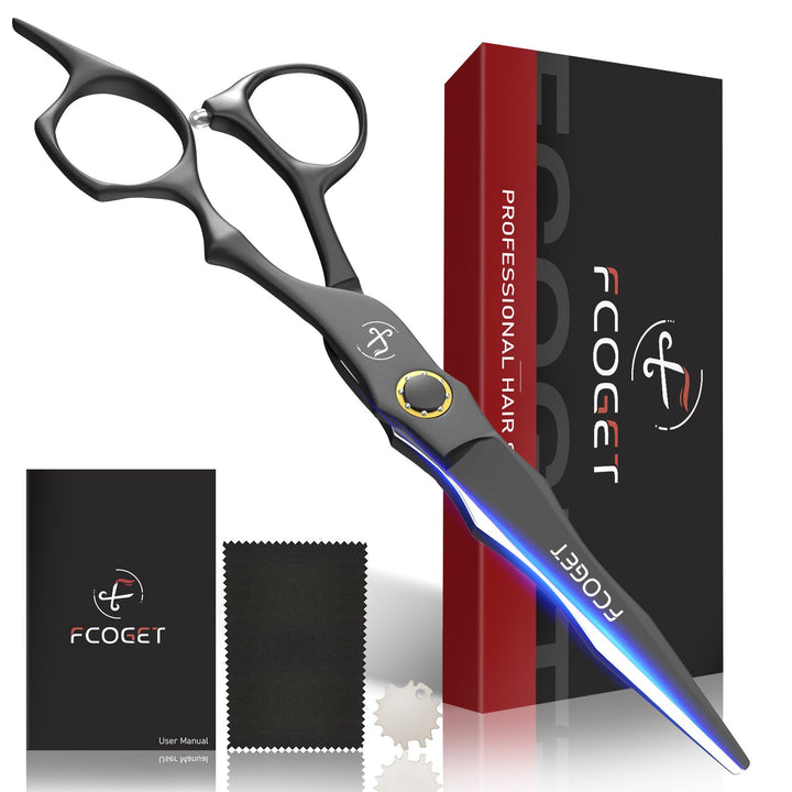 Fcoget front packaging showing velvet-lined box and scissors, professional presentation benefit