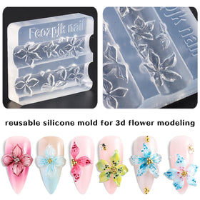 Fcozpjk 3D flower charms on nails highlighting dimensional beauty