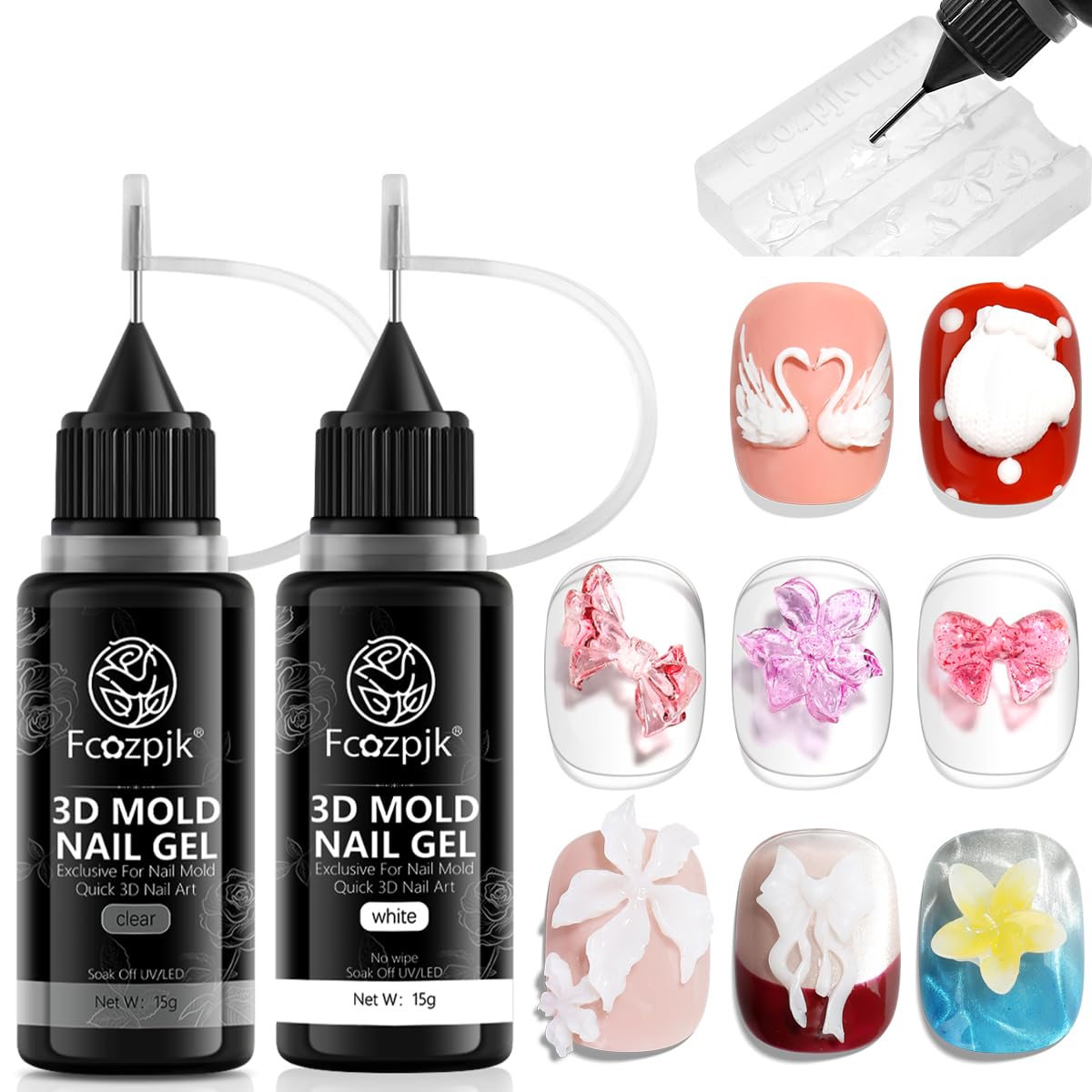 Fcozpjk front packaging showing both clear and white 3D gels for precise charm making