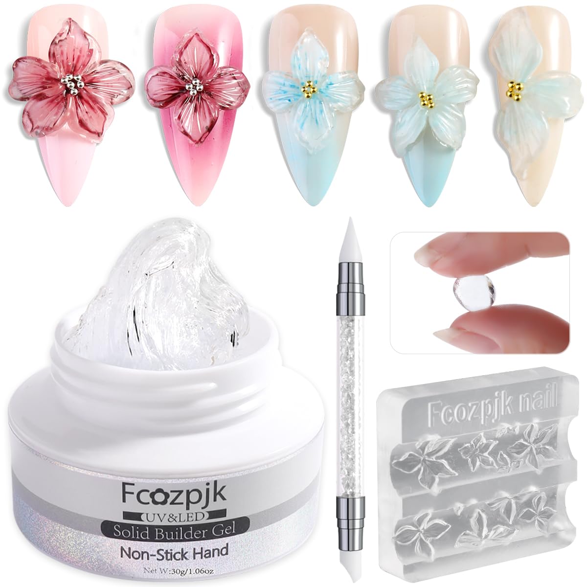 Fcozpjk front packaging showing clear builder gel and kit benefits