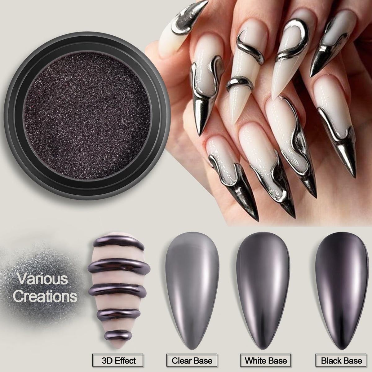 Fcozpjk iridescent unicorn powder nail showing color shift and multidimensional glow