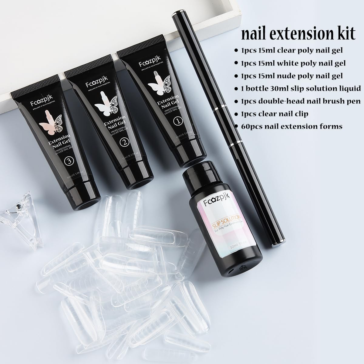 Fcozpjk clear white and pink 15ml poly gel pots open displaying smooth gel texture and color options