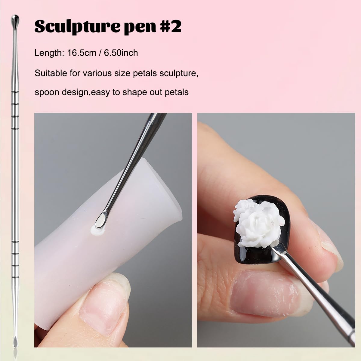 Fcozpjk tools in use sculpting builder gel on a nail, demonstrating accurate 3D petal and texture shaping