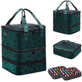 FCQQYWZ front view of green organizer case showing large capacity and neat storage