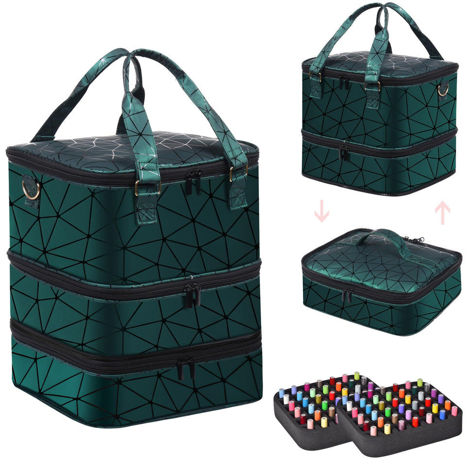 FCQQYWZ front view of green organizer case showing large capacity and neat storage