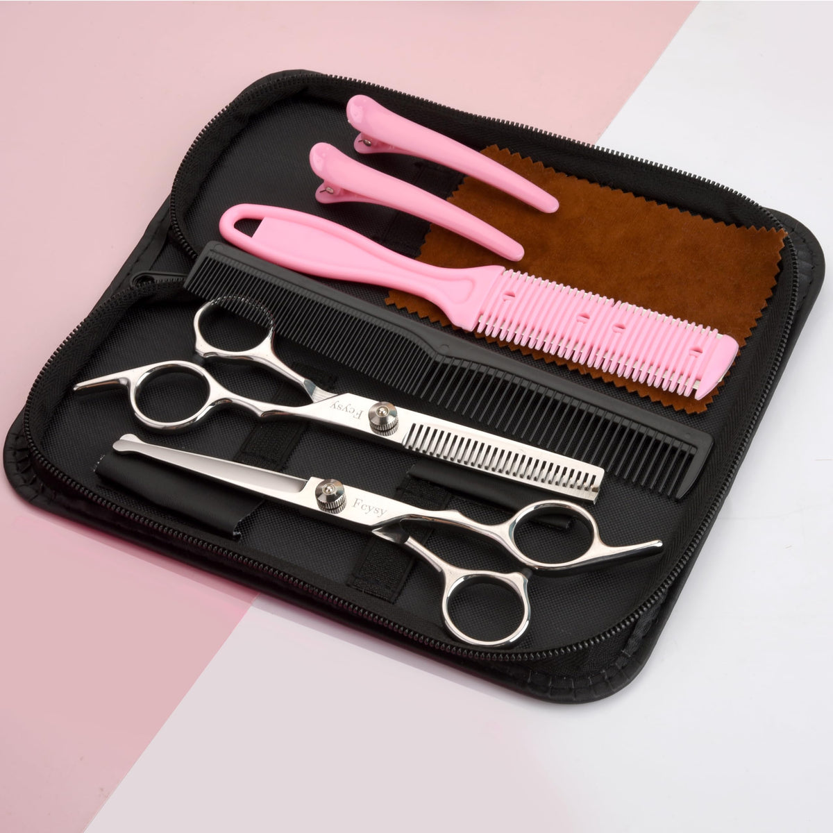 Fcysy PU leather case open with organized tools for neat storage and travel
