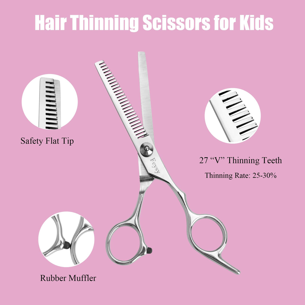 Fcysy thinning shears detail highlighting tooth design for controlled thinning