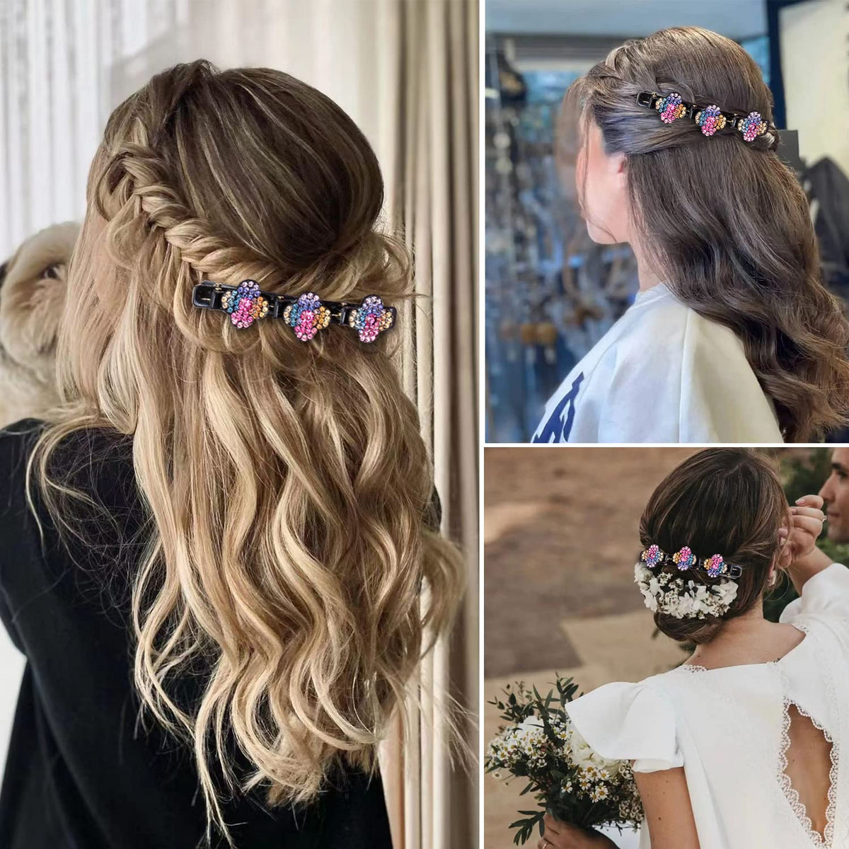 FDBJulyy clips in use on half-up hairstyle, offers quick stylish control