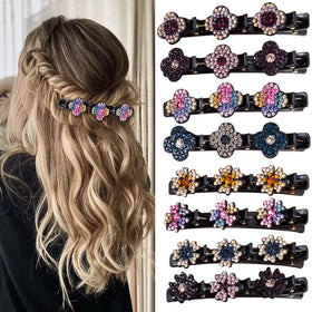 FDBJulyy front packaging showing eight large braided crystal clips, attractive presentation and value