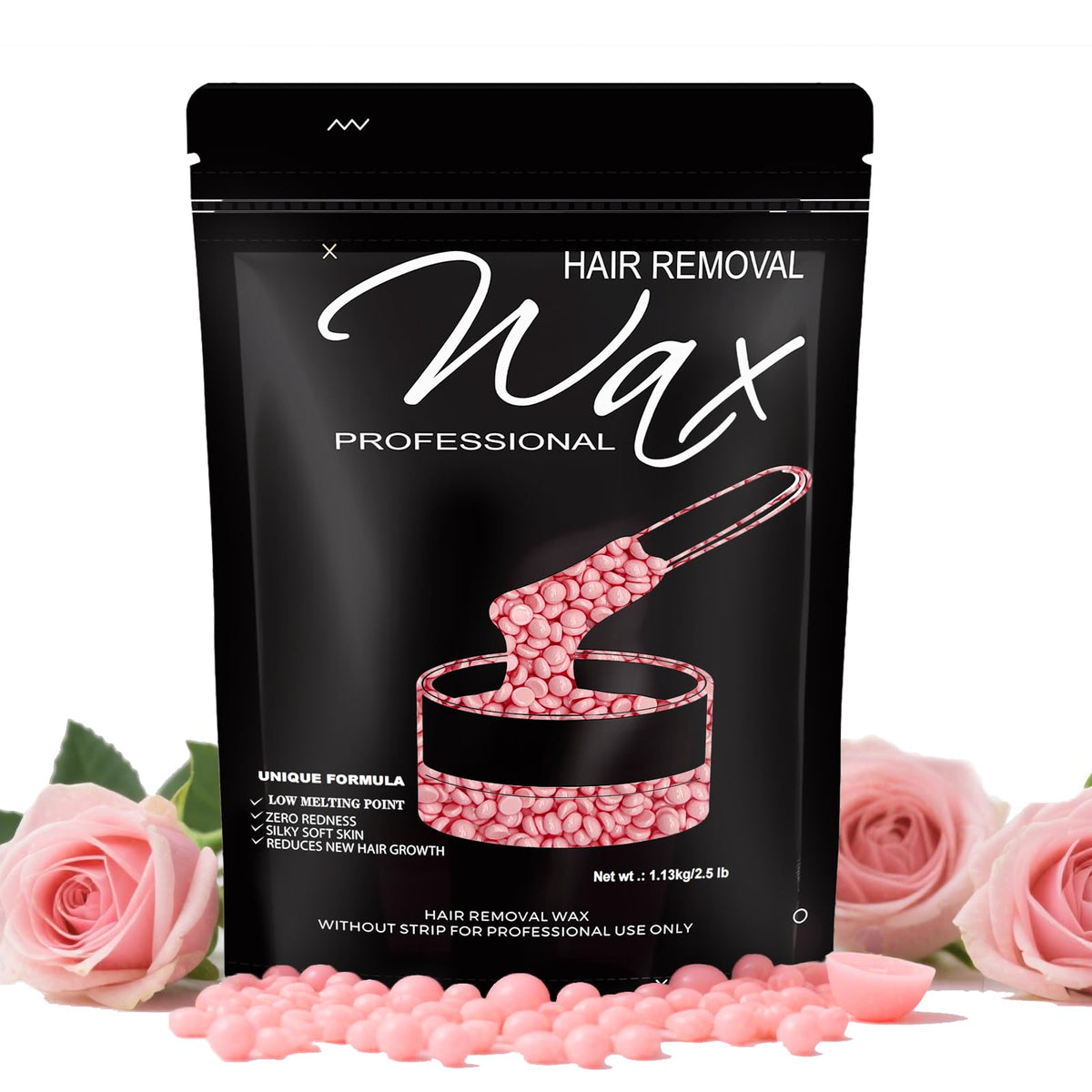 FEAMIRIA front packaging of 2.5lb rose wax beads showing label and weight benefit