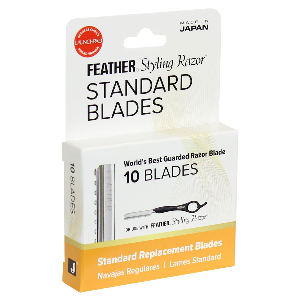 Feather blade front packaging showing 10-count refill and brand clarity for reliable replacements