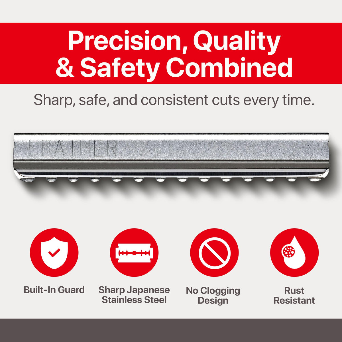 Feather single-edge blade close-up showing sharp edge and fine geometry for precise cuts