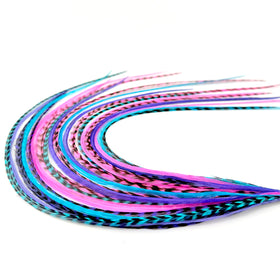 Feather Headz front packaging showing purple pink turquoise feathers and kit benefits