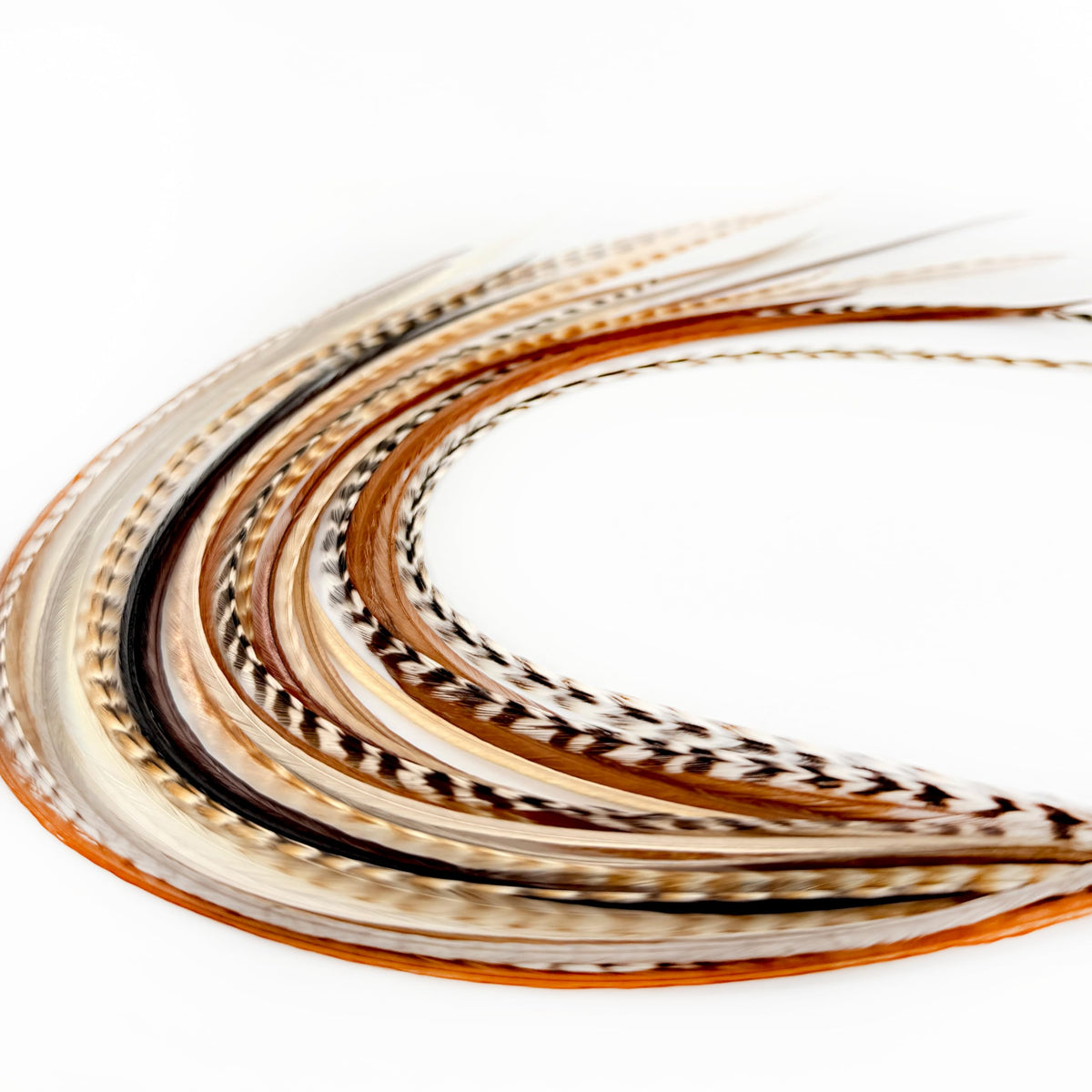 Feather Headz front packaging showing 21 natural color feather extensions and kit benefits
