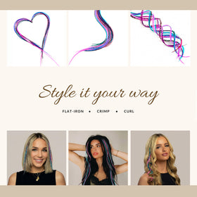 Feather Headz extensions installed in braids displaying colorful boho accent