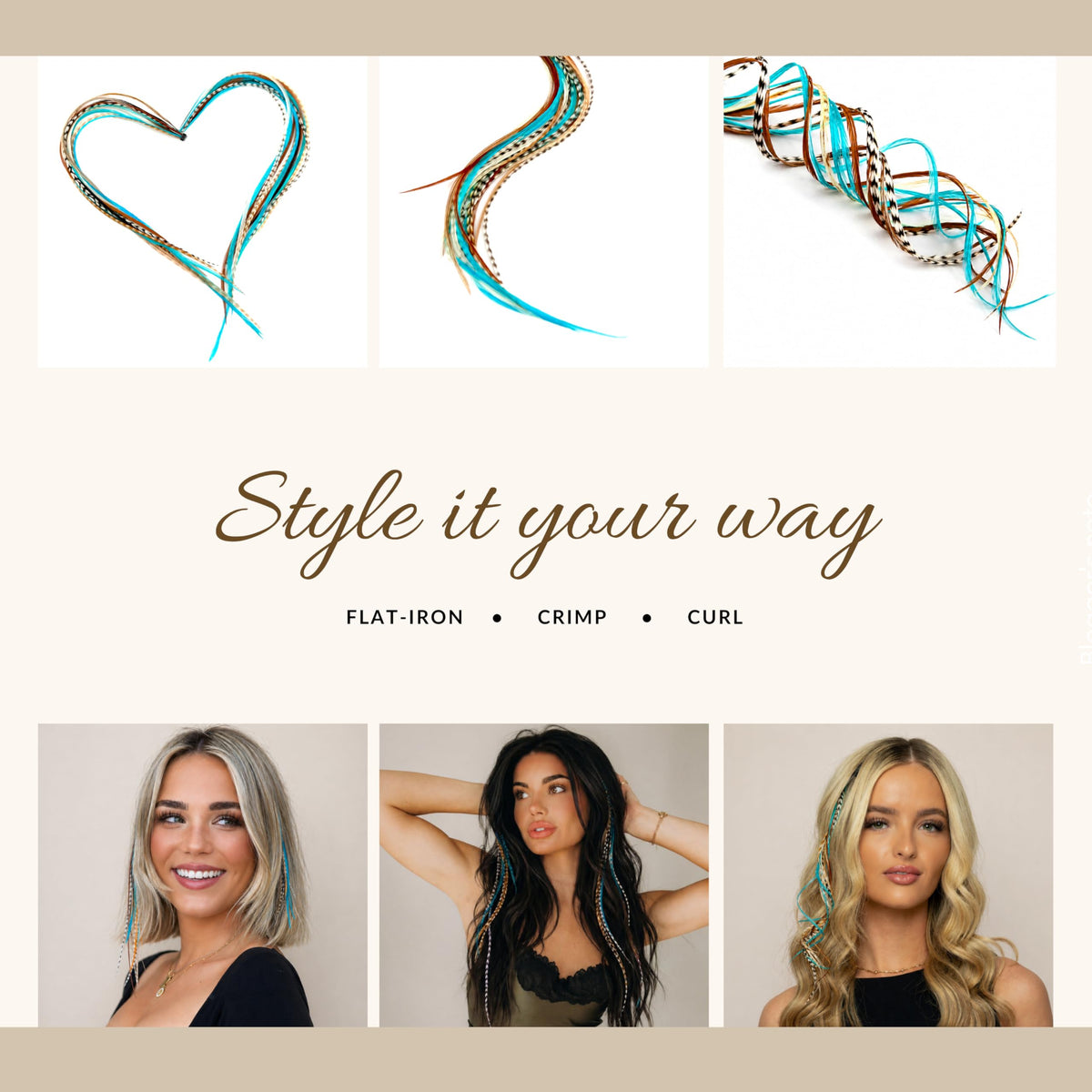 Feather Headz installed in hair side profile demonstrating seamless blend and movement for boho flair