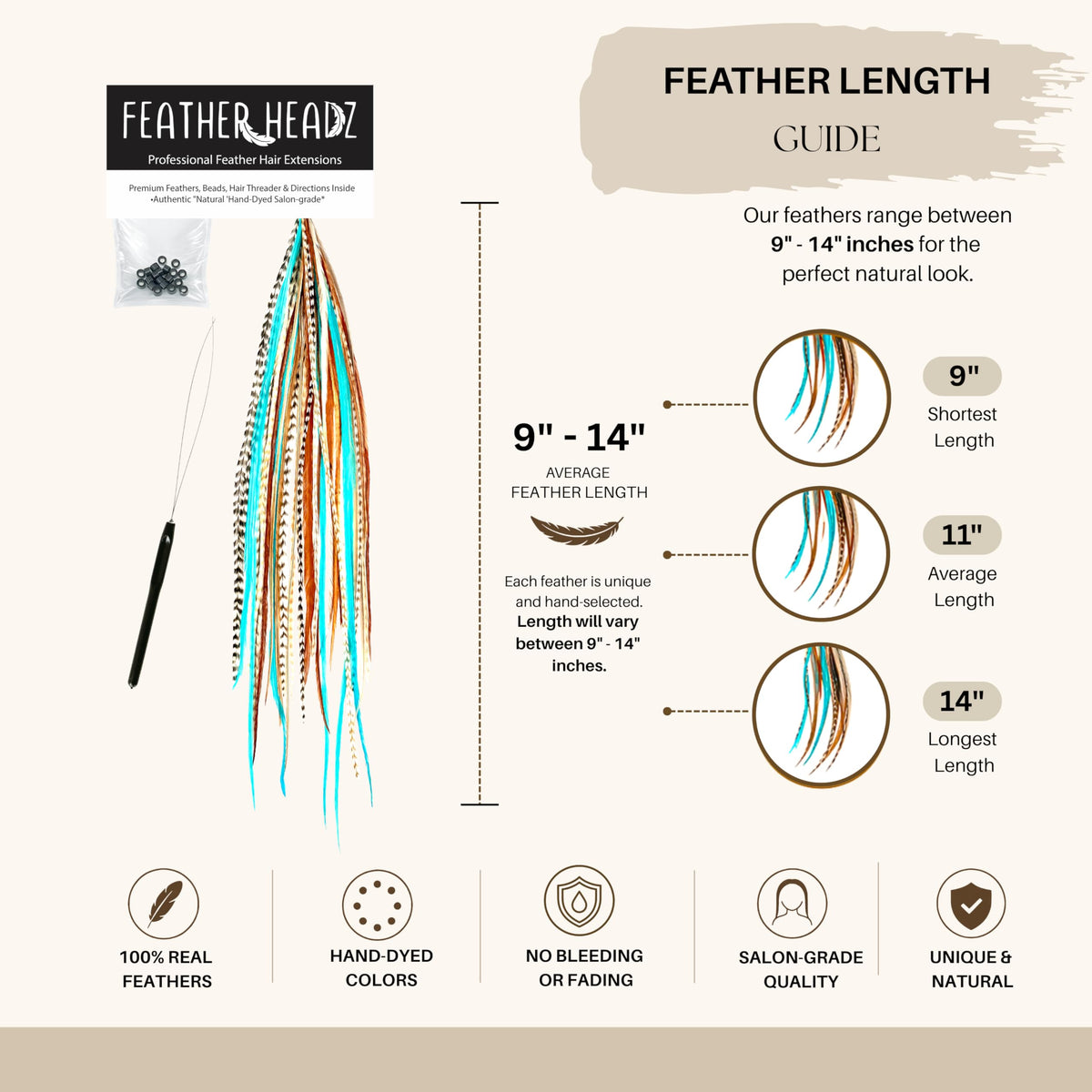 Feather Headz micro-link beads and tools laid out to show complete DIY kit and secure, removable installs