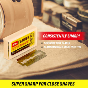Feather individually wrapped blade packet for safe handling and long storage life