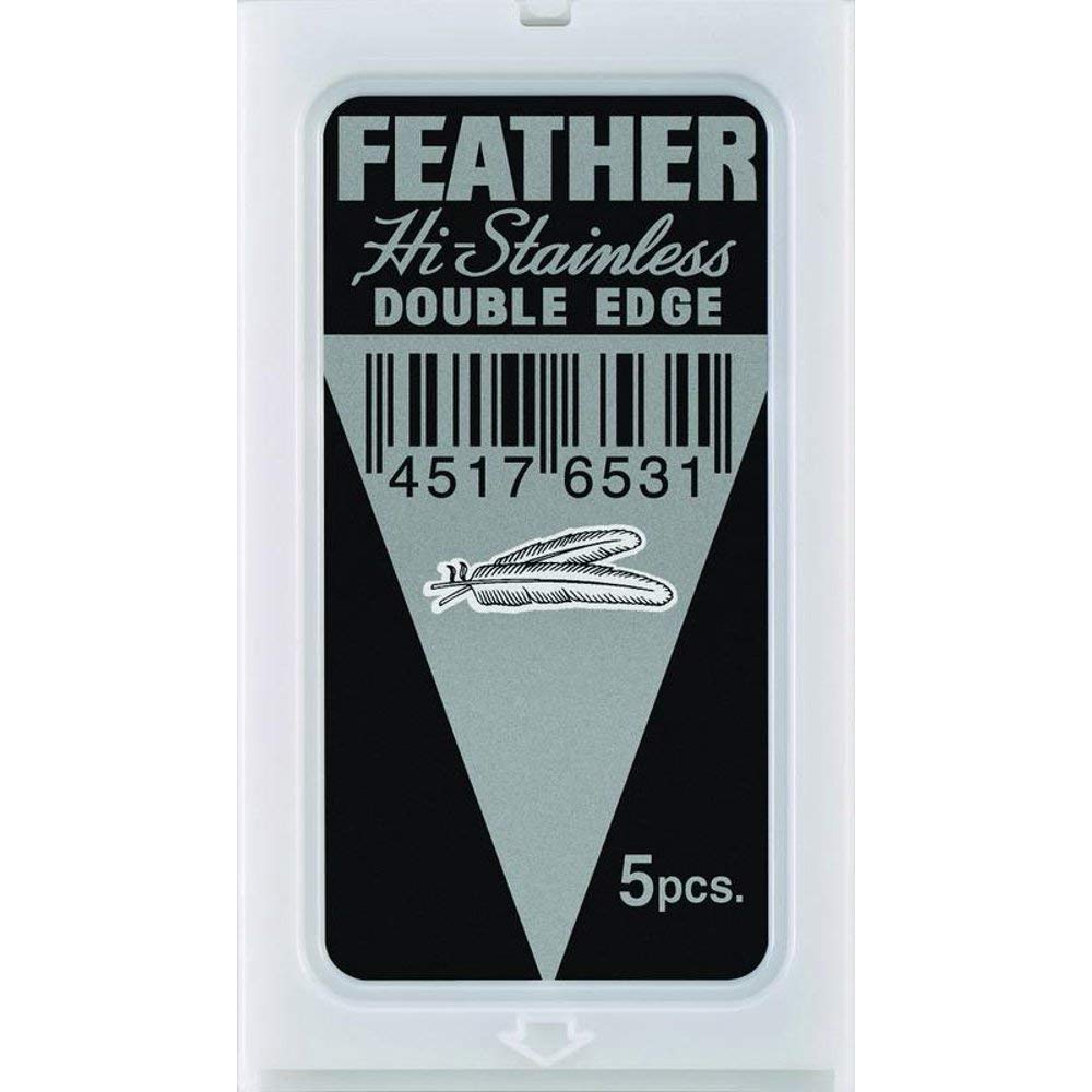Feather blades on bathroom counter in grooming scene demonstrating daily use