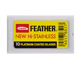 Feather blades with shaving bowl and brush lifestyle setup suggesting comfortable routine