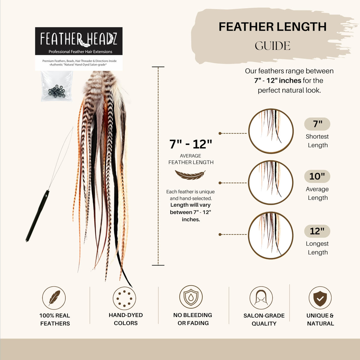 Feather Headz installed side view in hair demonstrating lightweight, natural-looking accents