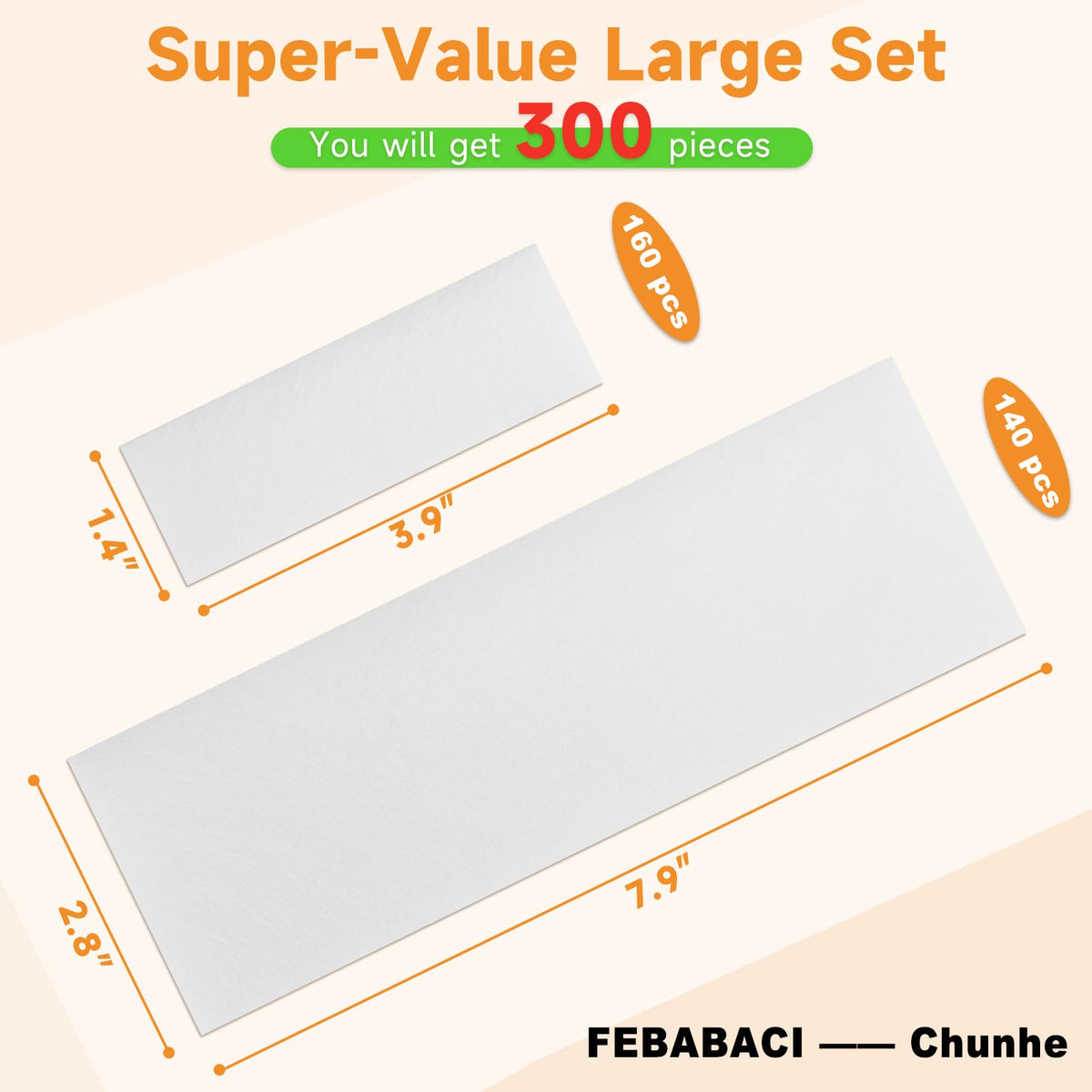 FEBABACI large strip flat lay demonstrating coverage for legs and bikini areas
