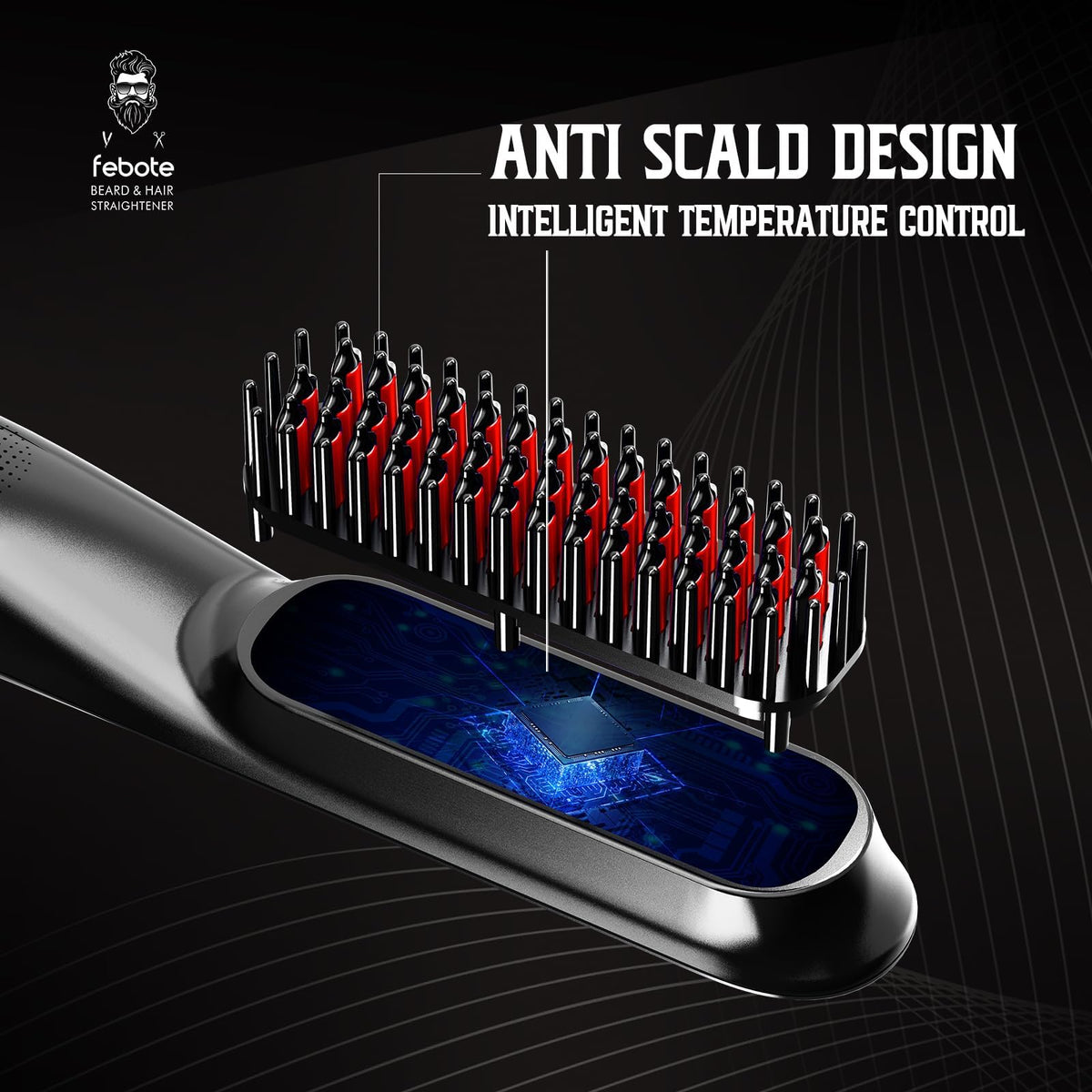 FEBOTE ergonomic handle held in hand for comfortable grooming
