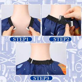 FEBSNOW cape in use during child haircut showing comfort and protection benefit