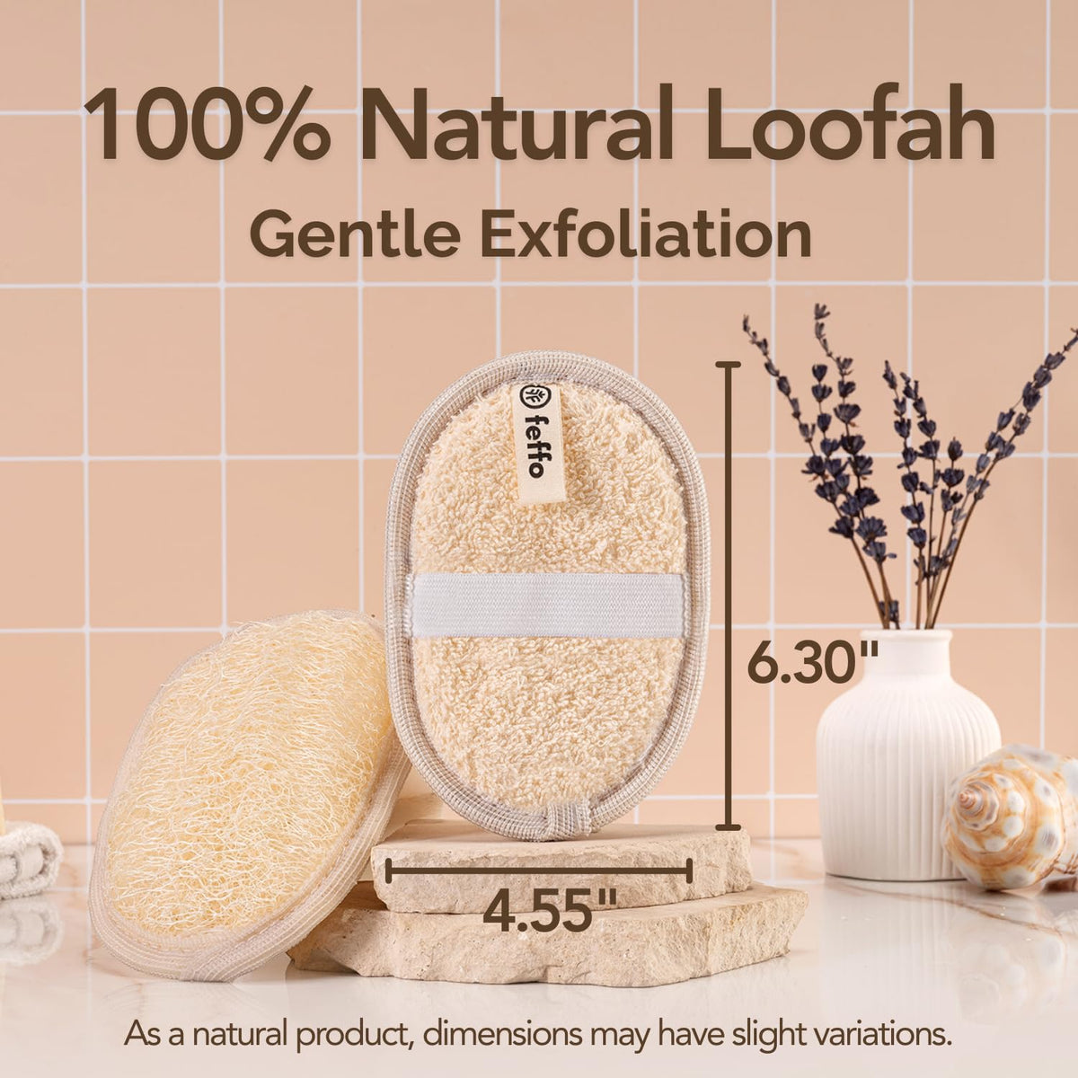Feffo loofah in shower creating rich lather for efficient washing