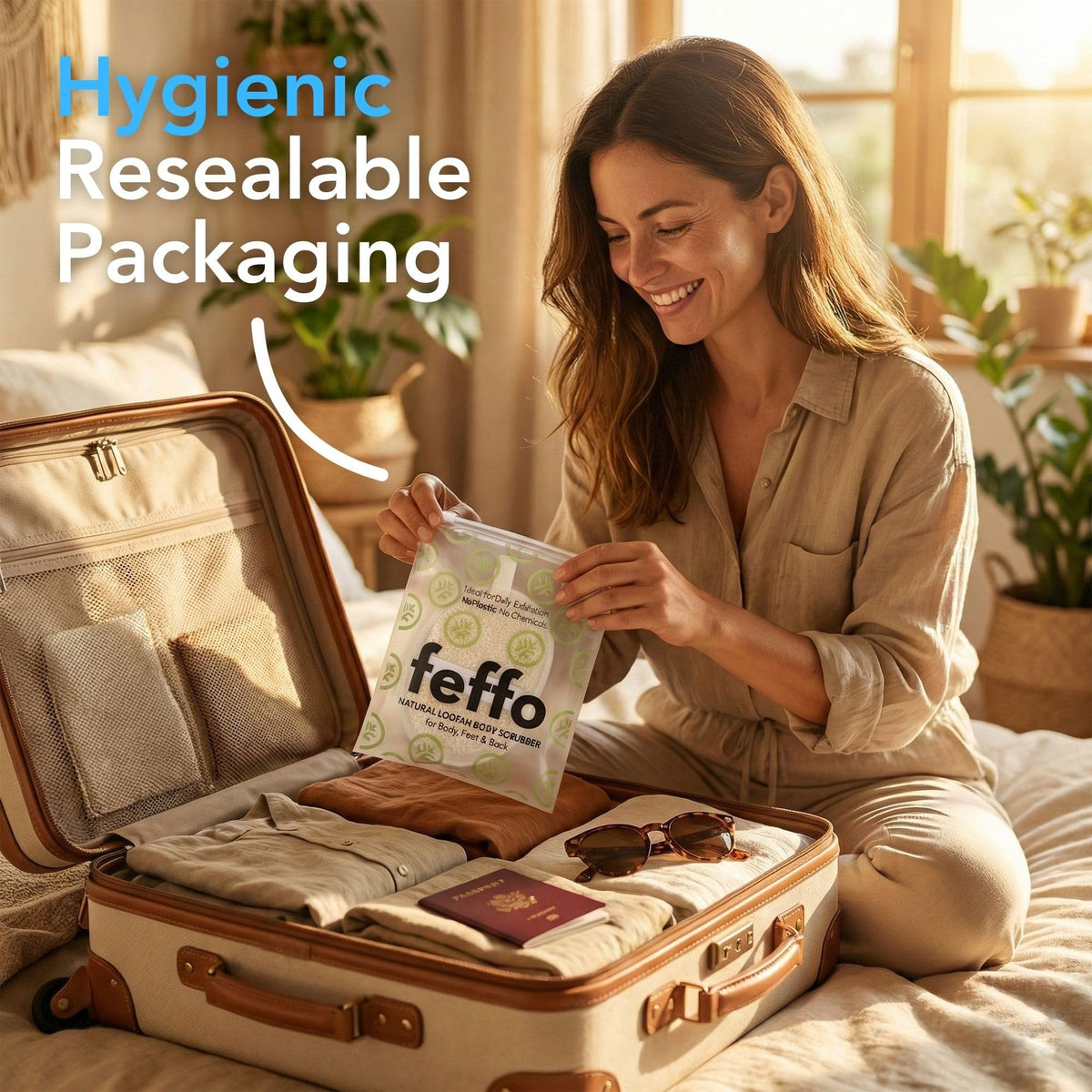 Feffo soft towel side detail highlighting gentle cleansing action