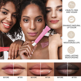 FeiCuiYun applied to model's lips demonstrating sheer-tint and hydrated look