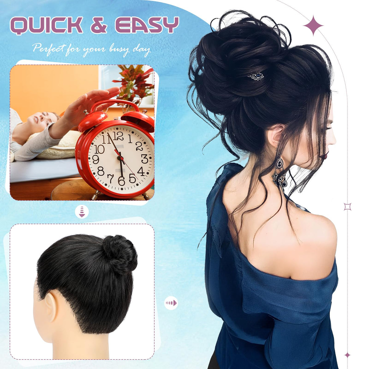 FeidyLong inner comb and adjustable elastic detail showing secure hold and comfort benefit