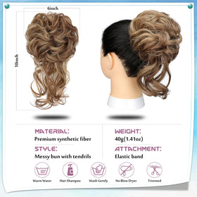 FeidyLong side view of low messy bun illustrating versatile styling and added volume benefit