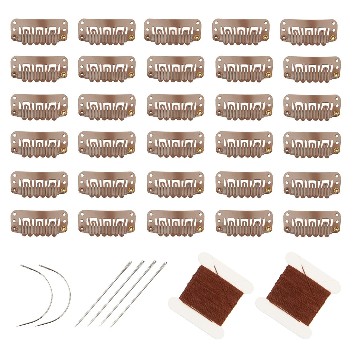 FeiHong front view of light brown snap clip kit showing contents and neat packaging for easy start