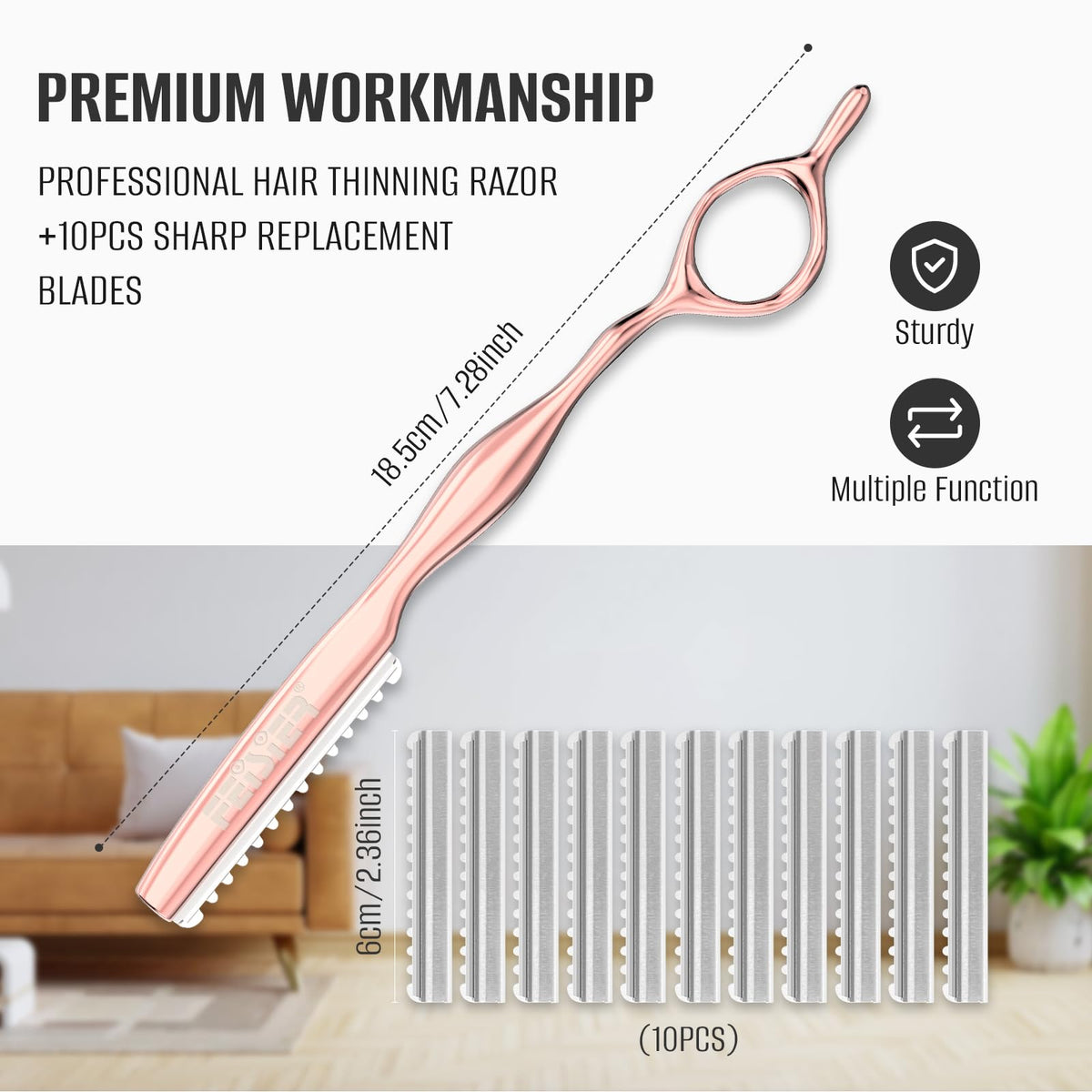 FEISIER sharp blade edge detail demonstrating precise texturizing benefit