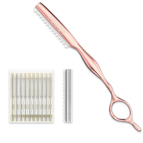 FEISIER front view razor kit showing polished stainless steel and included blades for professional results